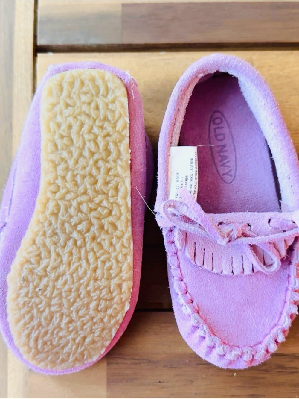 Old Navy Pink Suede Moccasin Slip-Ons for Kids 12-18 Months - NEW